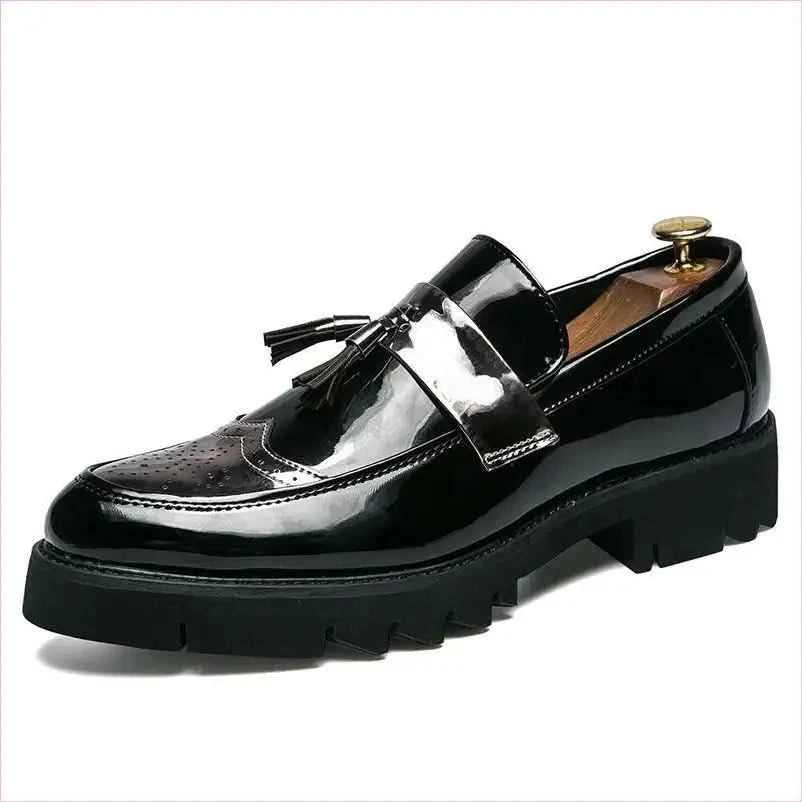 Men's British Style Casual Faux Leather Brogue Loafer Shoes - Pleasures and Sins