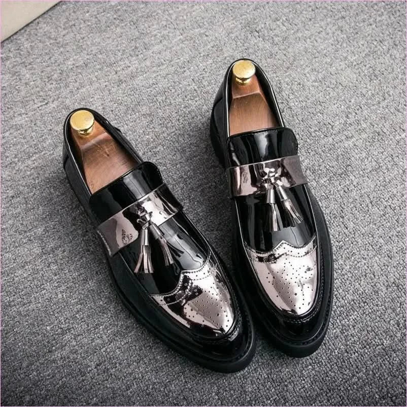 Men's British Style Casual Faux Leather Brogue Loafer Shoes - Pleasures and Sins