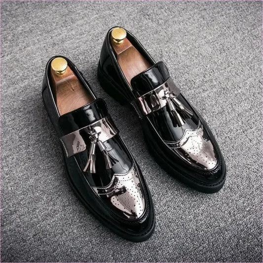 Men's British Style Casual Faux Leather Brogue Loafer Shoes - Pleasures and Sins