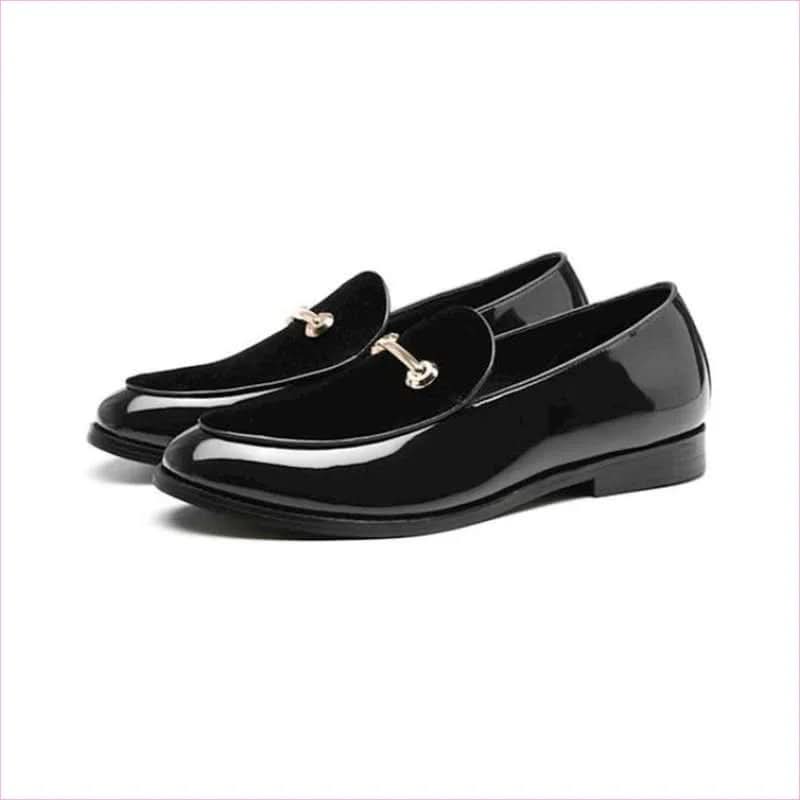 Men's British Style Patent and Suede Gold Bar Formal Shoes - Pleasures and Sins