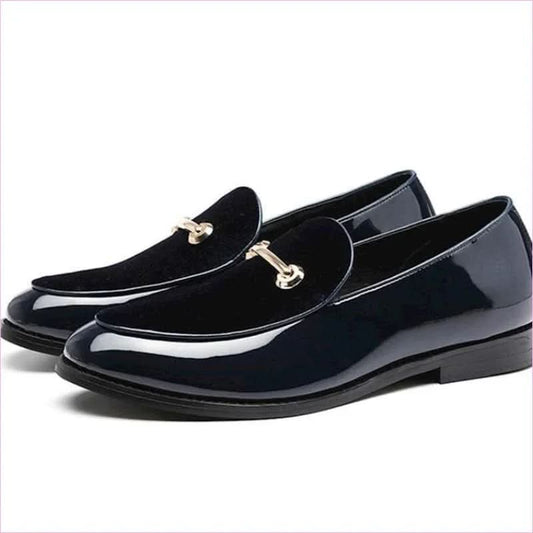 Men's British Style Patent and Suede Gold Bar Formal Shoes - Pleasures and Sins