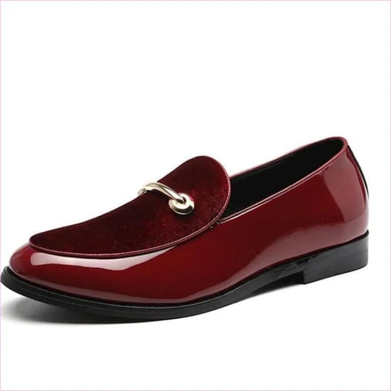 Men's British Style Patent and Suede Gold Bar Formal Shoes - Pleasures and Sins