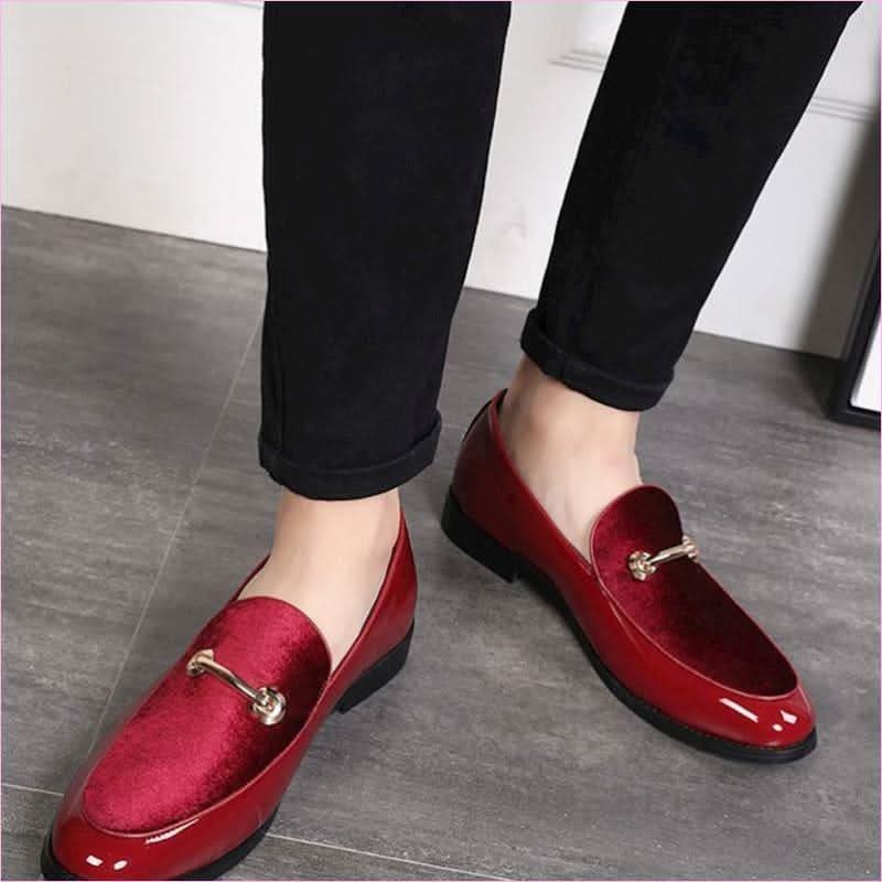 Men's British Style Patent and Suede Gold Bar Formal Shoes - Pleasures and Sins