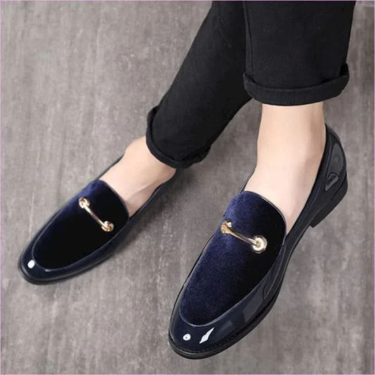 Men's British Style Patent and Suede Gold Bar Formal Shoes - Pleasures and Sins