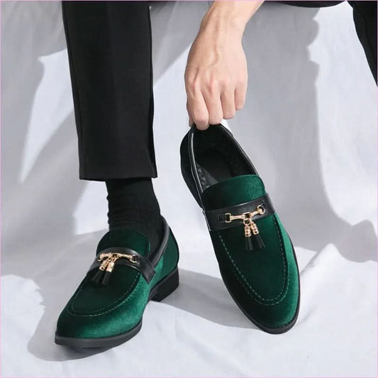 Men's British Style Velour Moccasin Trendy Shoes for Luxe Comfort - Pleasures and Sins