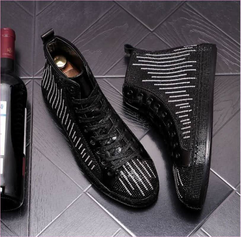 Mens  High-top Men's Rhinestone Casual Glittered Boots - Pleasures and Sins
