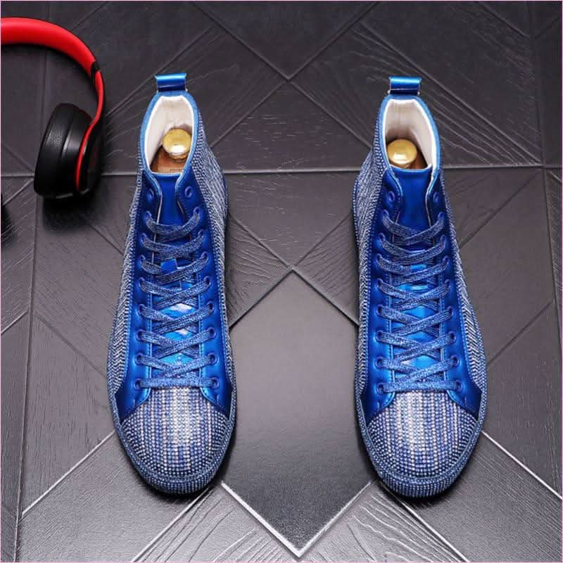 Mens  High-top Men's Rhinestone Casual Glittered Boots - Pleasures and Sins