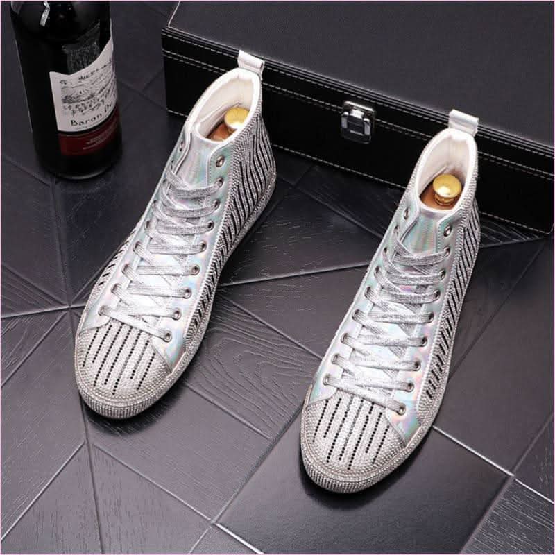 Mens  High-top Men's Rhinestone Casual Glittered Boots - Pleasures and Sins