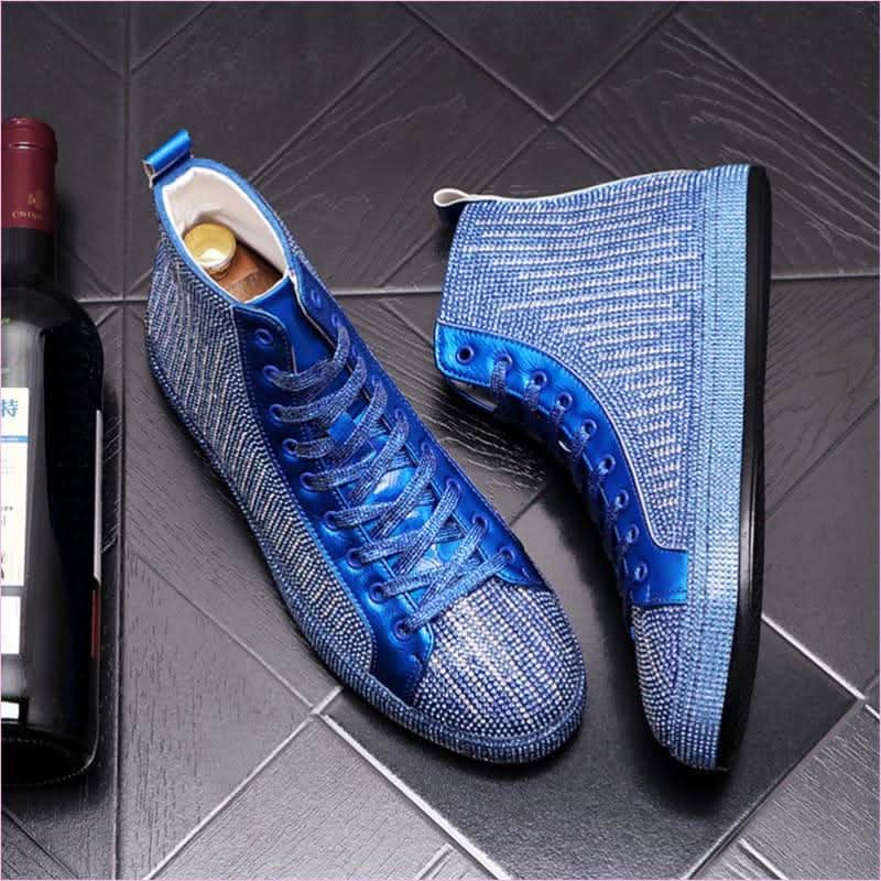 Mens  High-top Men's Rhinestone Casual Glittered Boots - Pleasures and Sins