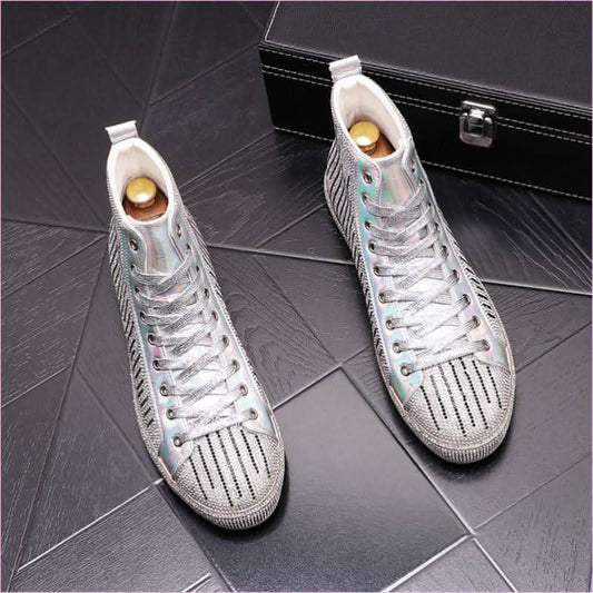 Mens  High-top Men's Rhinestone Casual Glittered Boots - Pleasures and Sins