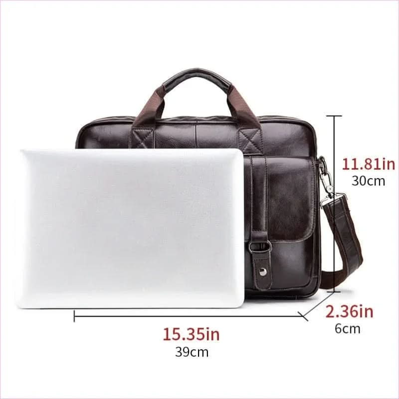 Men's Leather Briefcase with Large Capacity for Business - Pleasures and Sins