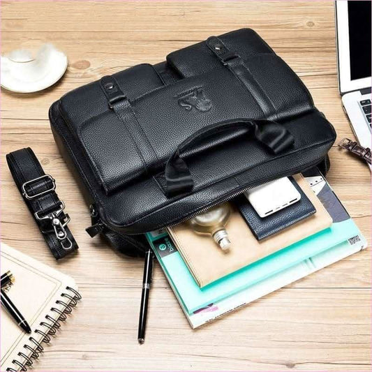 Men's Leather Briefcase with Large Capacity for Business - Pleasures and Sins