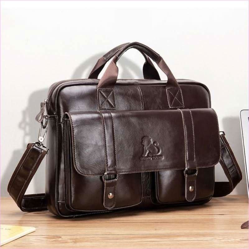 Men's Leather Briefcase with Large Capacity for Business - Pleasures and Sins