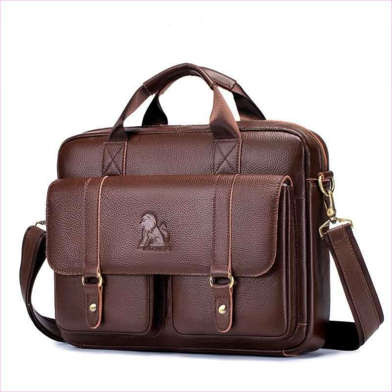 Men's Leather Briefcase with Large Capacity for Business - Pleasures and Sins