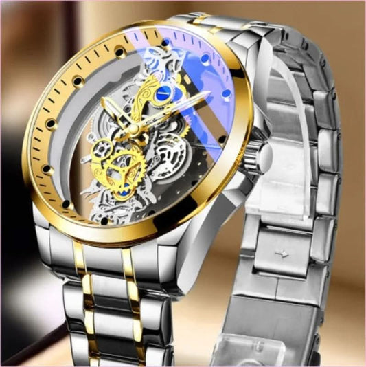 Men's Luxury Vintage Skeleton Automatic Watch with Double-sided Hollow Design - Pleasures and Sins