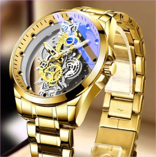 Men's Luxury Vintage Skeleton Automatic Watch with Double-sided Hollow Design - Pleasures and Sins