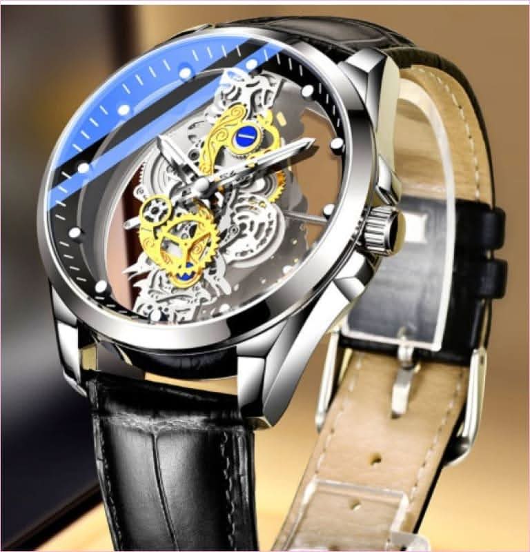 Men's Luxury Vintage Skeleton Automatic Watch with Double-sided Hollow Design - Pleasures and Sins