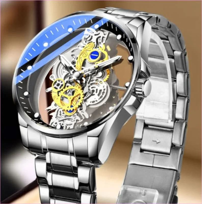 Men's Luxury Vintage Skeleton Automatic Watch with Double-sided Hollow Design - Pleasures and Sins