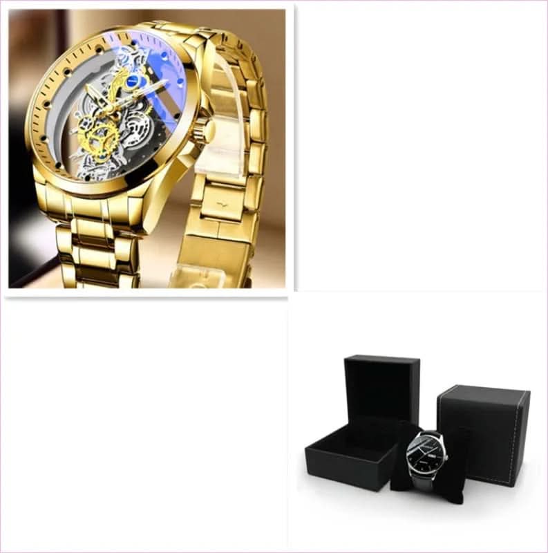 Men's Luxury Vintage Skeleton Automatic Watch with Double-sided Hollow Design - Pleasures and Sins