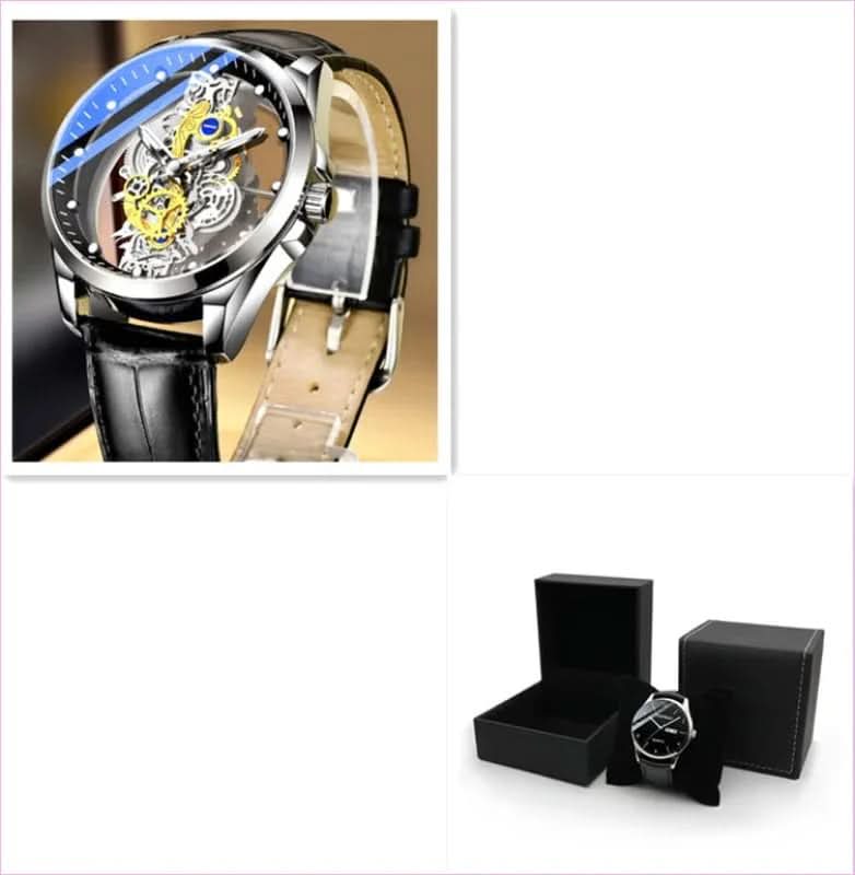 Men's Luxury Vintage Skeleton Automatic Watch with Double-sided Hollow Design - Pleasures and Sins