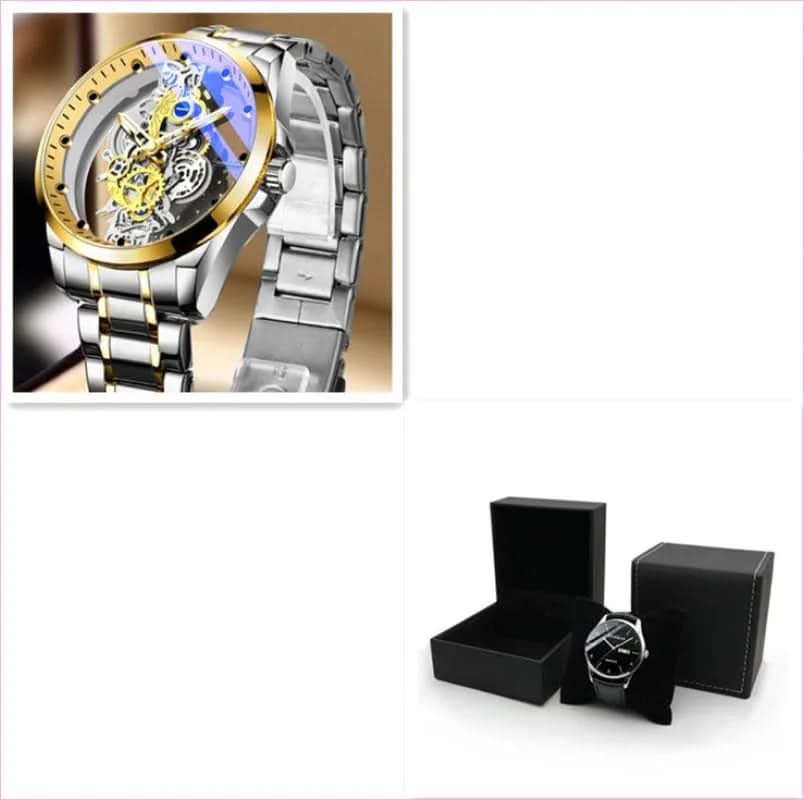 Men's Luxury Vintage Skeleton Automatic Watch with Double-sided Hollow Design - Pleasures and Sins