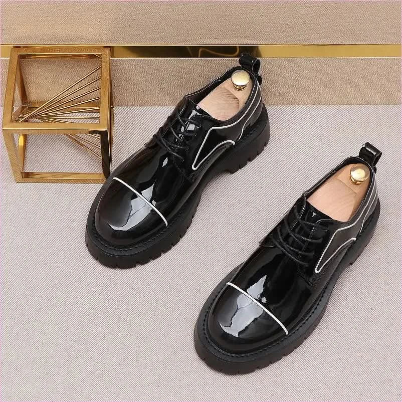 Men’s Patent Leather Waterproof Non-slip Platform Shoes in Black - Pleasures and Sins