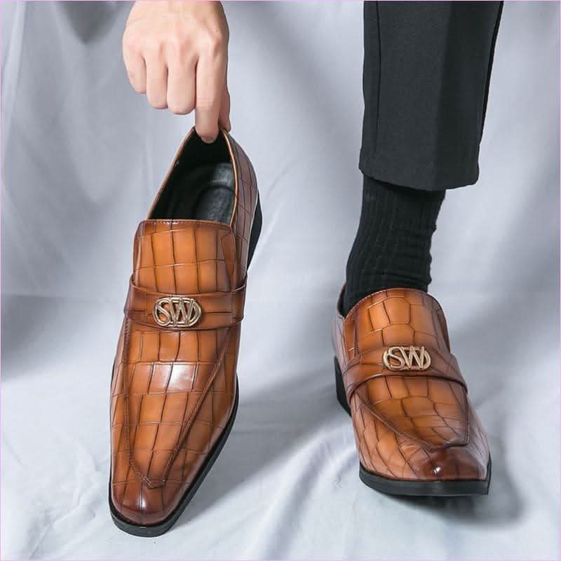 Men’s Pointed Toe Crocodile Pattern Casual Fashion Shoes - Pleasures and Sins