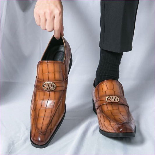 Men’s Pointed Toe Crocodile Pattern Casual Fashion Shoes - Pleasures and Sins