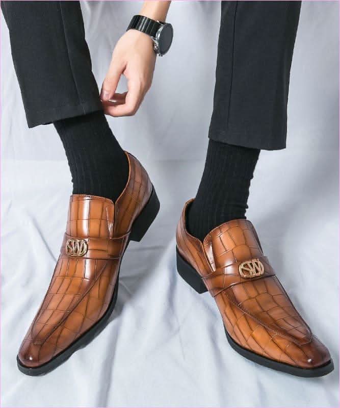 Men’s Pointed Toe Crocodile Pattern Casual Fashion Shoes - Pleasures and Sins