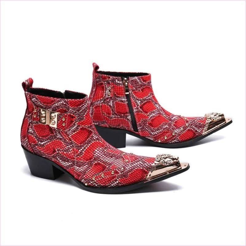 Men's Snake Print Toe Buckle Boots for Bold Stylish Looks - Pleasures and Sins