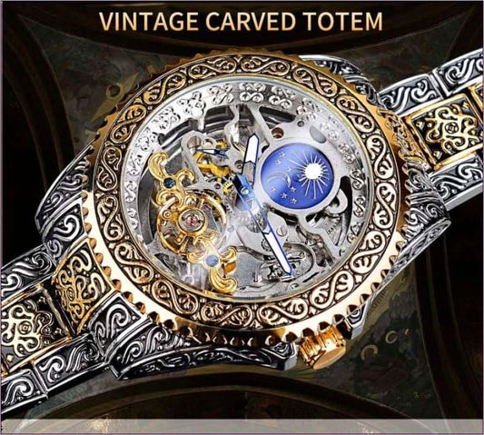 Men's Stainless Steel Skeleton Carved Tourbillon Mechanical Watch - Pleasures and Sins