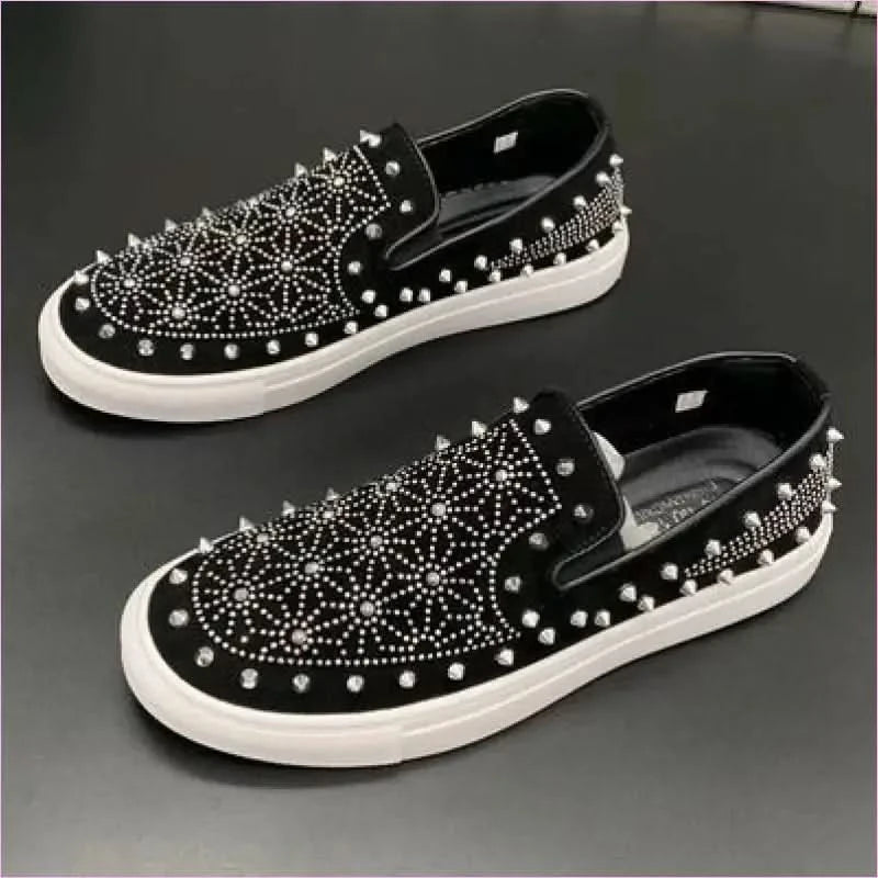 Mens Studded Rhinestone Slip-on Shoes - Pleasures and Sins