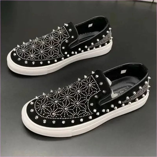 Mens Studded Rhinestone Slip-on Shoes - Pleasures and Sins