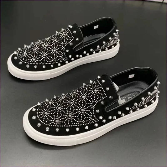 Mens Studded Rhinestone Slip-on Shoes - Pleasures and Sins