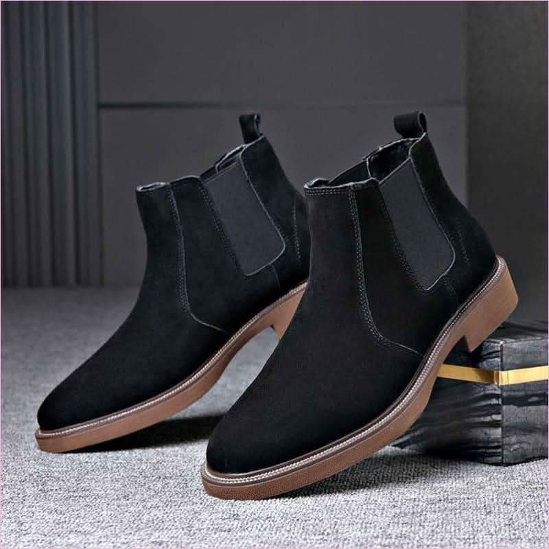 Mens Suede Leather Pointed Toe Chelsea Boots - Pleasures and Sins