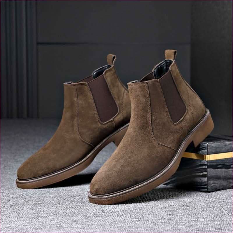 Mens Suede Leather Pointed Toe Chelsea Boots - Pleasures and Sins
