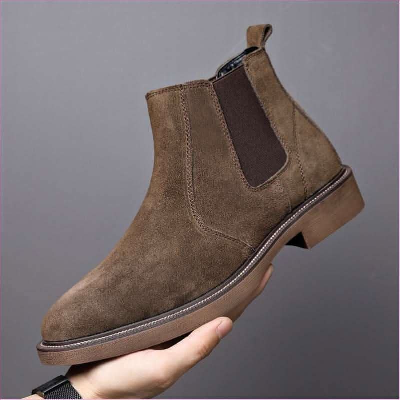Mens Suede Leather Pointed Toe Chelsea Boots - Pleasures and Sins