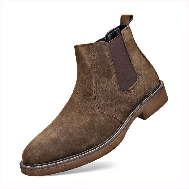 Mens Suede Leather Pointed Toe Chelsea Boots - Pleasures and Sins