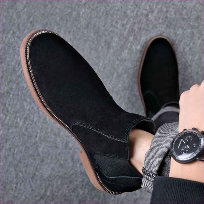 Mens Suede Leather Pointed Toe Chelsea Boots - Pleasures and Sins