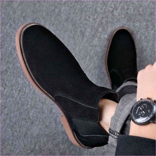 Mens Suede Leather Pointed Toe Chelsea Boots - Pleasures and Sins