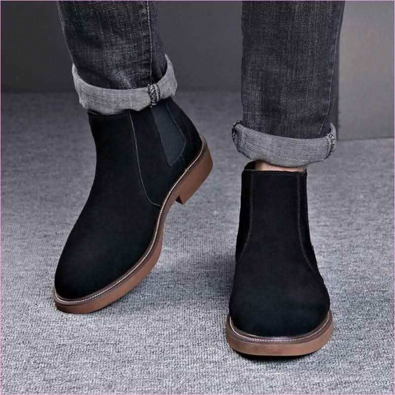 Mens Suede Leather Pointed Toe Chelsea Boots - Pleasures and Sins