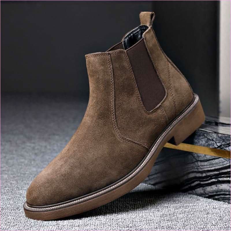 Mens Suede Leather Pointed Toe Chelsea Boots - Pleasures and Sins