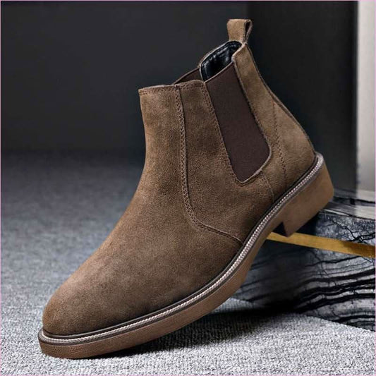 Mens Suede Leather Pointed Toe Chelsea Boots - Pleasures and Sins