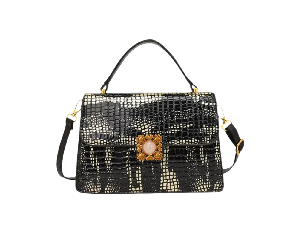 Metallic Silver Womens Crocodile Pattern Pu Leather Messenger Bag - Pleasures and Sins