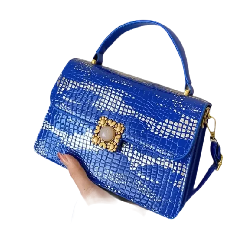 Metallic Silver Womens Crocodile Pattern Pu Leather Messenger Bag - Pleasures and Sins