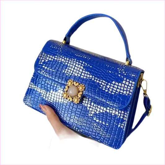 Metallic Silver Womens Crocodile Pattern Pu Leather Messenger Bag - Pleasures and Sins