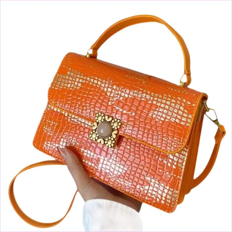 Metallic Silver Womens Crocodile Pattern Pu Leather Messenger Bag - Pleasures and Sins