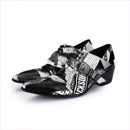Michael Jackson Newspaper Print Leather Lace-up Buckle Shoes - Pleasures and Sins