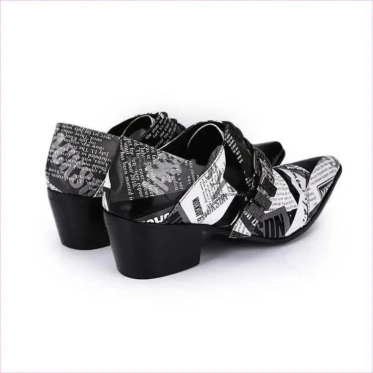 Michael Jackson Newspaper Print Leather Lace-up Buckle Shoes - Pleasures and Sins