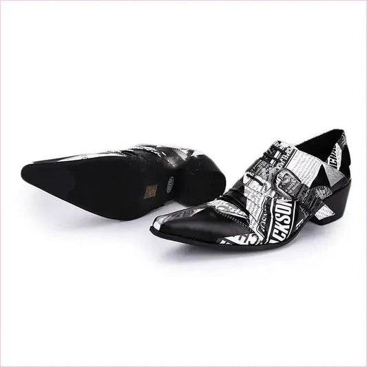 Michael Jackson Newspaper Print Leather Lace-up Buckle Shoes - Pleasures and Sins